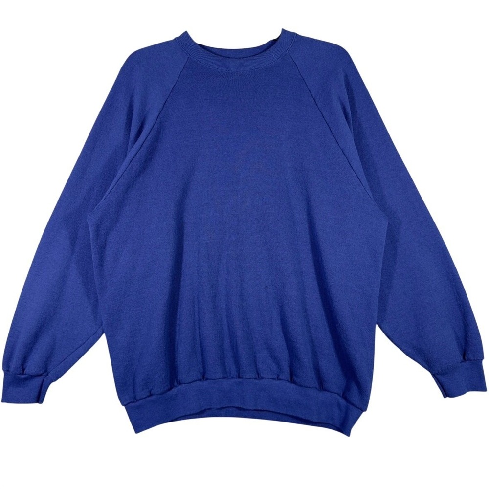 Vintage 90s Fruit of the Loom Sweatshirt Mens XL Blank Blue Made in USA Crewneck